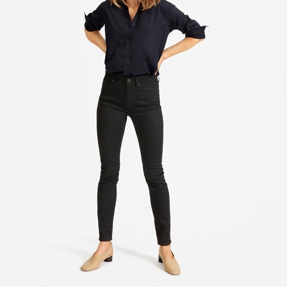 NWT Everlane Mid Rise Skinny Jeans in Black Size 28 ankle